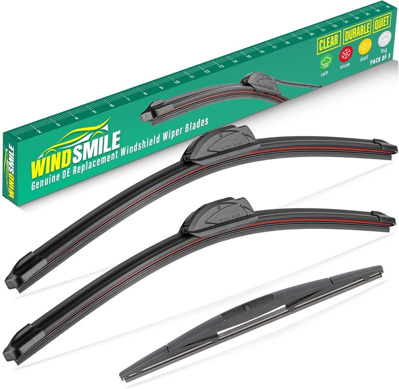 WINDSMILE 24" 21" 14" Windshield Wiper Blades Replacement for Honda Pilot 2003 2004 2005 2006 2007 2008 Premium All Weather Front Rear Wipers Set - OEM Quality (Pack of 3) - Image 1